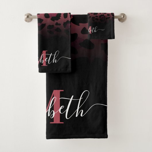 Roze Glitter Leopard Print Bad Handdoek (Insitu)