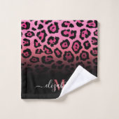Roze Glitter Leopard Print Bad Handdoek (Wasdoekje)