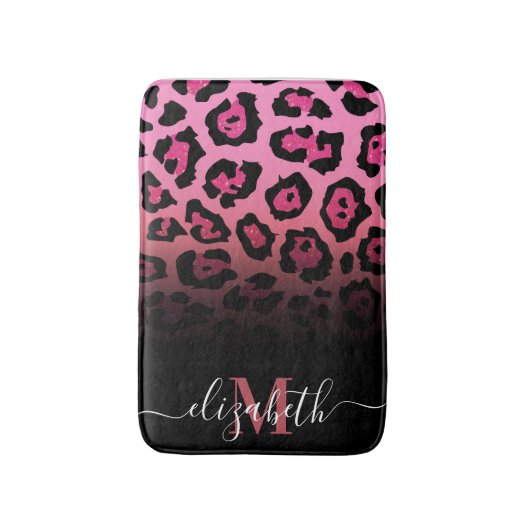 Roze Glitter Leopard Print Badmat (Voorkant Verticaal)