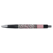 Roze Glitter Leopard Print Shimmer Aangepaste naam Pen (Voorkant)