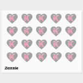 Roze Glitter letter K Hart Sticker (Vel)