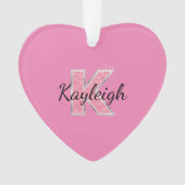 Roze Glitter letter K Ornament (voorkant)