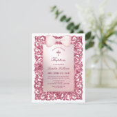 Roze Glitter Lijst Boog Doop Kaart (Staand voorkant)