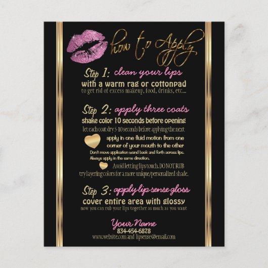 Roze Glitter Lip Instructies Flyer (Voorkant)