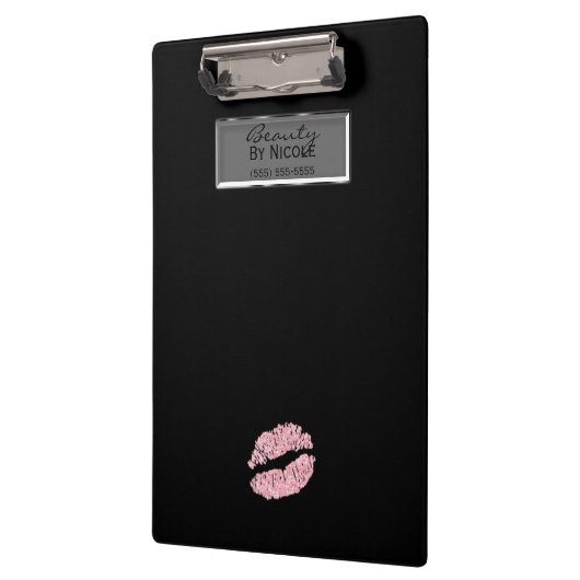 Roze Glitter Lippen Elegant Chique Glam Gepersonal Klembord (Links)