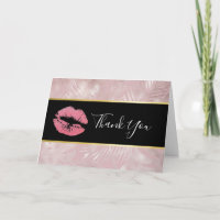 Roze Glitter Lippen & Roze Gouden Tropische Blader