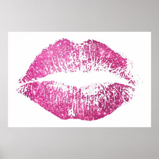 Roze glitter Lips #2 Poster (Voorkant)