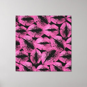 Roze glitter Lips #3 Canvas Afdruk