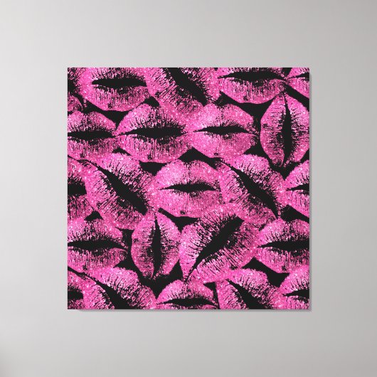 Roze glitter Lips #3 Canvas Afdruk (Voorkant)
