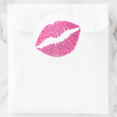Roze Glitter Lips Afdrukken Ronde Sticker (Tas)