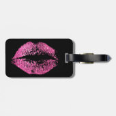Roze glitter Lips Bagagelabel (Achterkant horizontaal)