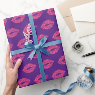 Roze glitter Lips Cadeaupapier