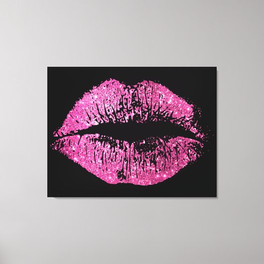 Roze glitter Lips Canvas Afdruk (Voorkant)