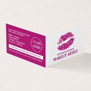 Roze glitter lips, Makeup Artist, Loyalty Card Visitekaartjes