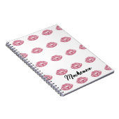 Roze Glitter Lips met Aangepaste Naam Notitieboek (Rechterzijde)