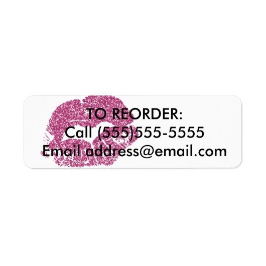 Roze Glitter Lips Reorder Label (Voorkant)