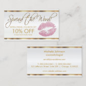 Roze Glitter Lipstick Business Reference Aanbevelingskaartje (Voorkant / Achterkant)