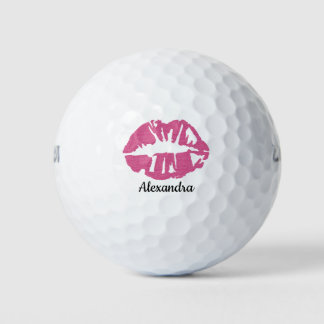 Roze Glitter Lipstick Girly Kiss Gepersonaliseerd  Golfballen