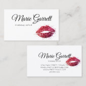 Roze glitter Lipstick Kiss Visitekaartje (Voorkant / Achterkant)