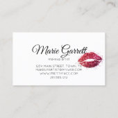 Roze glitter Lipstick Kiss Visitekaartje (Achterkant)