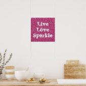 Roze Glitter Live Love Sparkle Poster Print (Keuken)