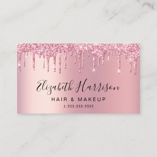 Roze Glitter Loyaliteit Korting Kaart (Achterkant)