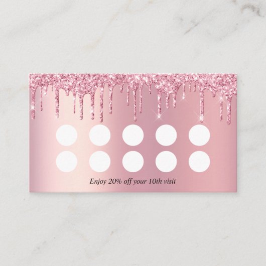 Roze Glitter Loyaliteit Korting Kaart (Voorkant)