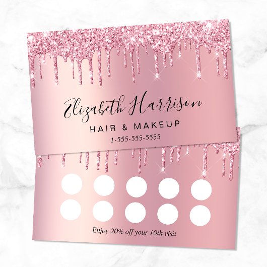 Roze Glitter Loyaliteit Korting Kaart