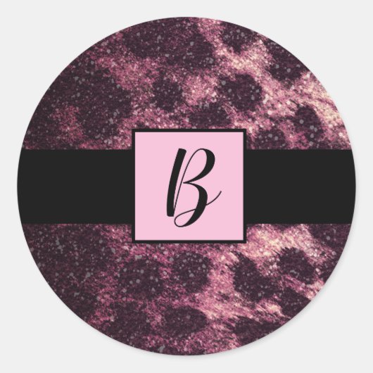Roze Glitter Luipaard Jachtluipaard Dierenprint Sa Ronde Sticker (Voorkant)