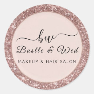 Roze Glitter Make-up Haarsalon Ronde Sticker