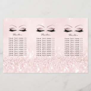Roze Glitter Make-up Ogen Wimpers DL 3 Folder Flyer