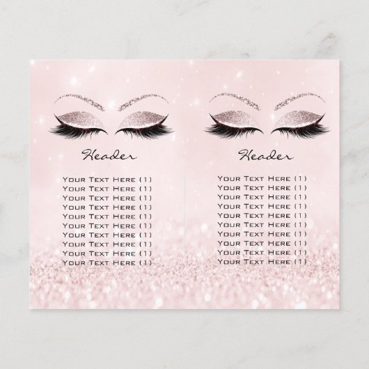 Roze Glitter Makeup Eye Lash Printers Logo Flyer (Achterkant)