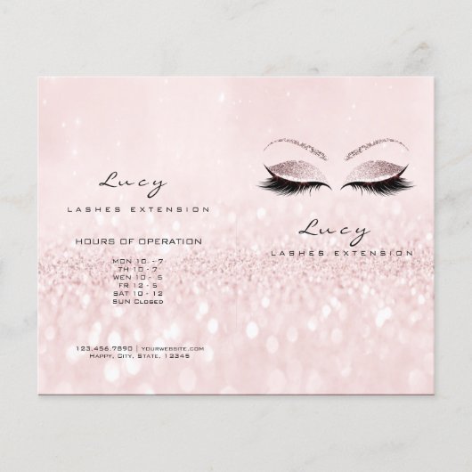 Roze Glitter Makeup Eye Lash Printers Logo Flyer (Voorkant)