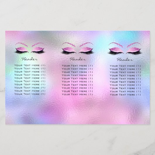 Roze Glitter Makeup Eyes Roos DL 3 bijsluiter Flyer (Achterkant)