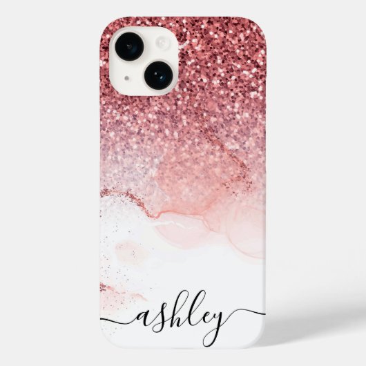 Roze Glitter Marmer Case-Mate iPhone Case (Achterkant)