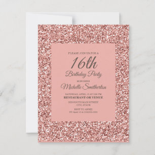 Roze Glitter Meisje 16e Verjaardag Kaart