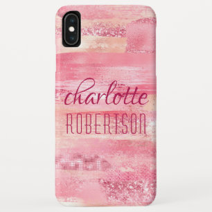 Roze Glitter Meisjesachtige Glans Persoonlijke Naa iPhone XS Max Hoesje
