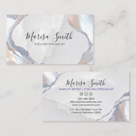 Roze Glitter met Pearl kleur achtergrond Visitekaartje (Voorkant / Achterkant)