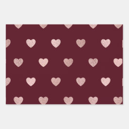 Roze Glitter Metallic Heart Rood Paarse Zwart Inpakpapier Vel