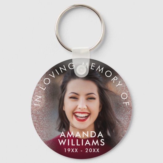 Roze Glitter Modern Foto Memorial Keepsakes Sleutelhanger (Voorkant)