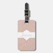 Roze Glitter Monogram Bagagelabel (Voorkant verticaal)