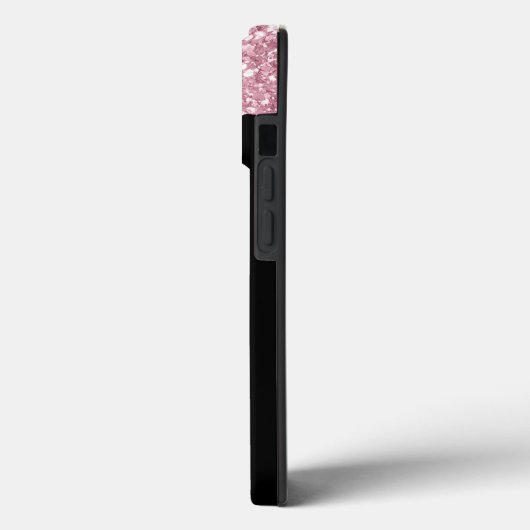 Roze Glitter Monogram Initialen op zwart Case-Mate iPhone Case (Achterkant / Links)