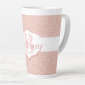 Roze Glitter Monogram Latte Mok (Rechterhoek)