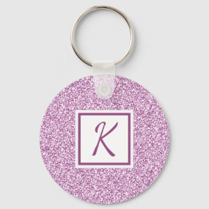 Roze Glitter Monogram Met Klinkende Letter Sleutelhanger
