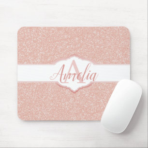 Roze Glitter Monogram Muismat