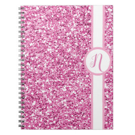 Roze Glitter Monogram Notitieboek