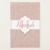 Roze Glitter Monogram Planner (Voorkant)