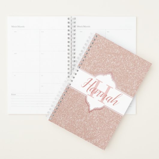 Roze Glitter Monogram Planner (Display)