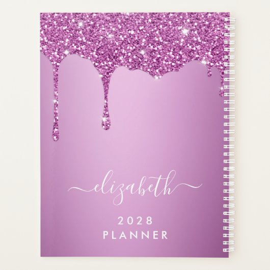 Roze Glitter Monogram Planner (Achterkant)