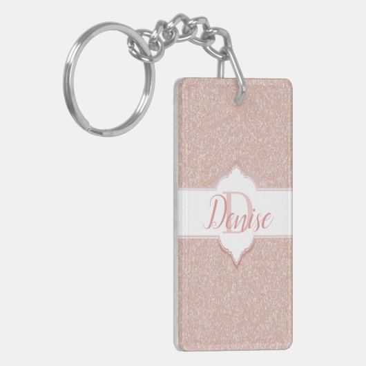 Roze Glitter Monogram Sleutelhanger (Voorkant Links)